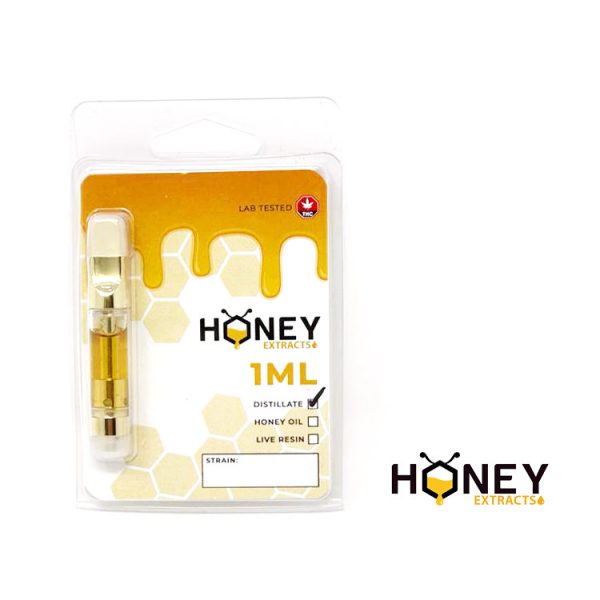 Buy THC vape carts online in Canada made by Honey Extracts using high quality distillate.